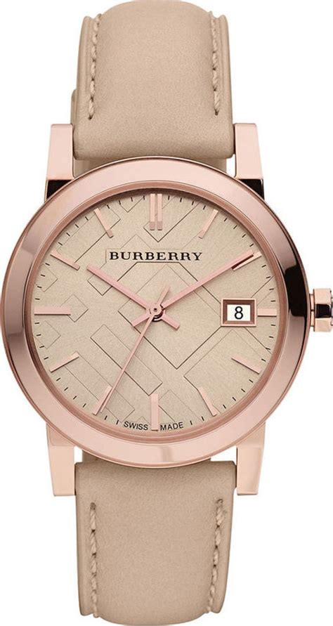 Burberry The City Beige Dial Beige Leather Strap Watch for 